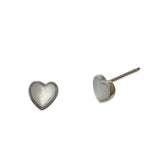 Mother of Pearl Heart Bezel Studs